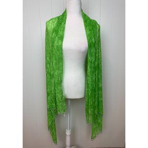 NWT Surface Lime Green Sheer Scarf/Shawl with beaded hem